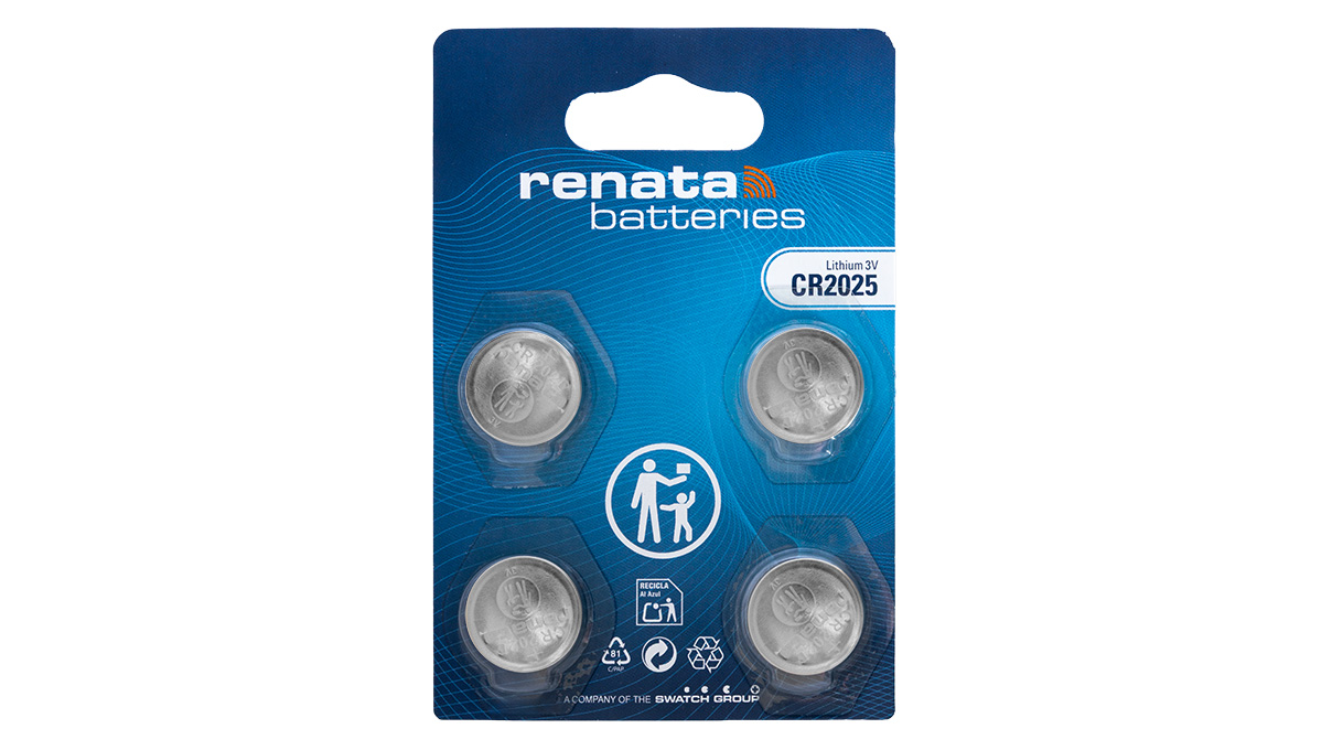 Renata CR2025 Lithium‑Knopfzelle, 3 V, nicht wiederaufladbar, 4er Blister