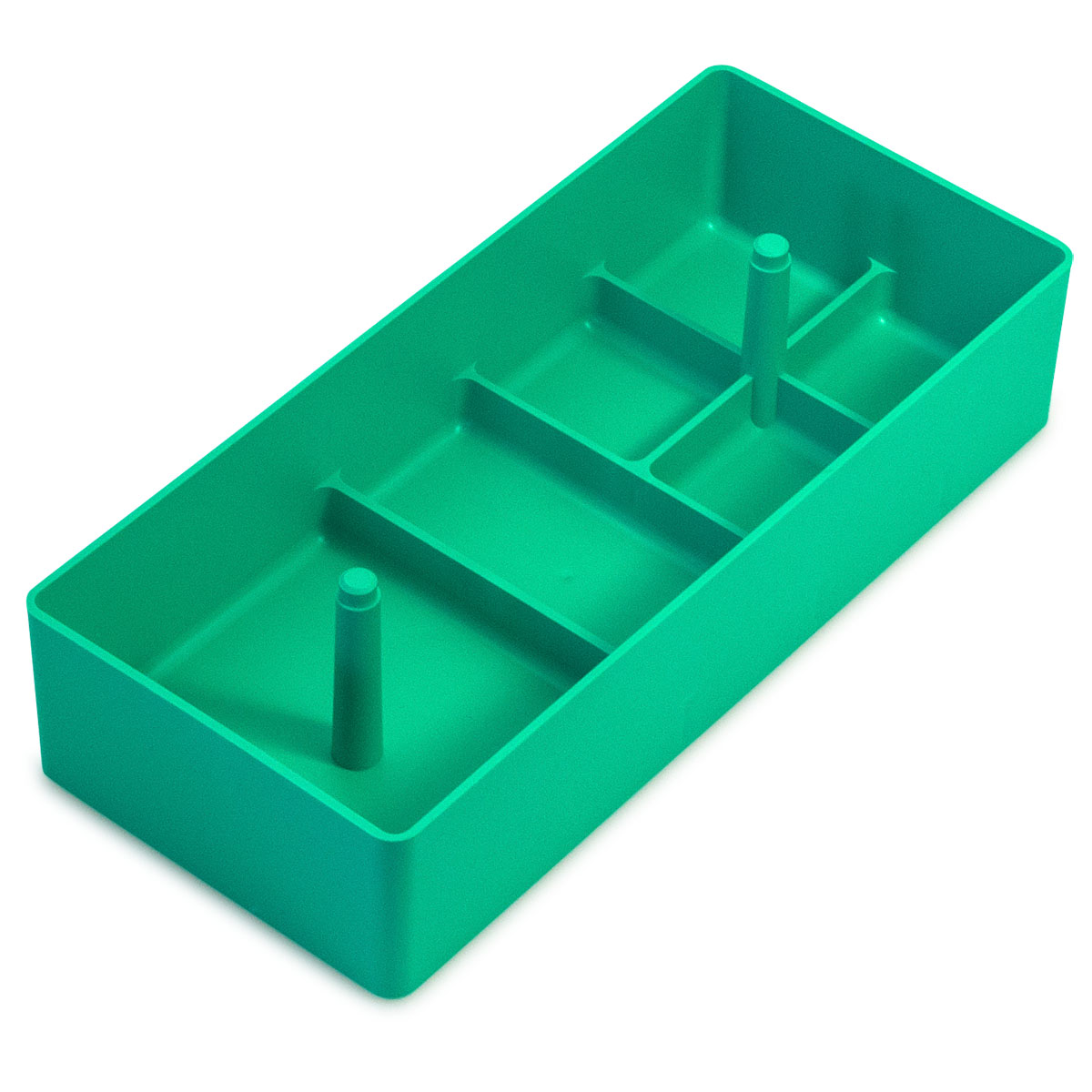 Kunststoffbehälter, stapelbar, 6 Fächer, grün, 236 x 105 x 51 mm
