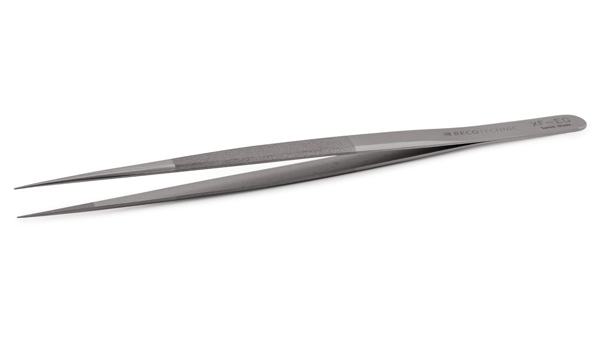 Tweezers with extra fine tips and special satin finish, length 160 mm