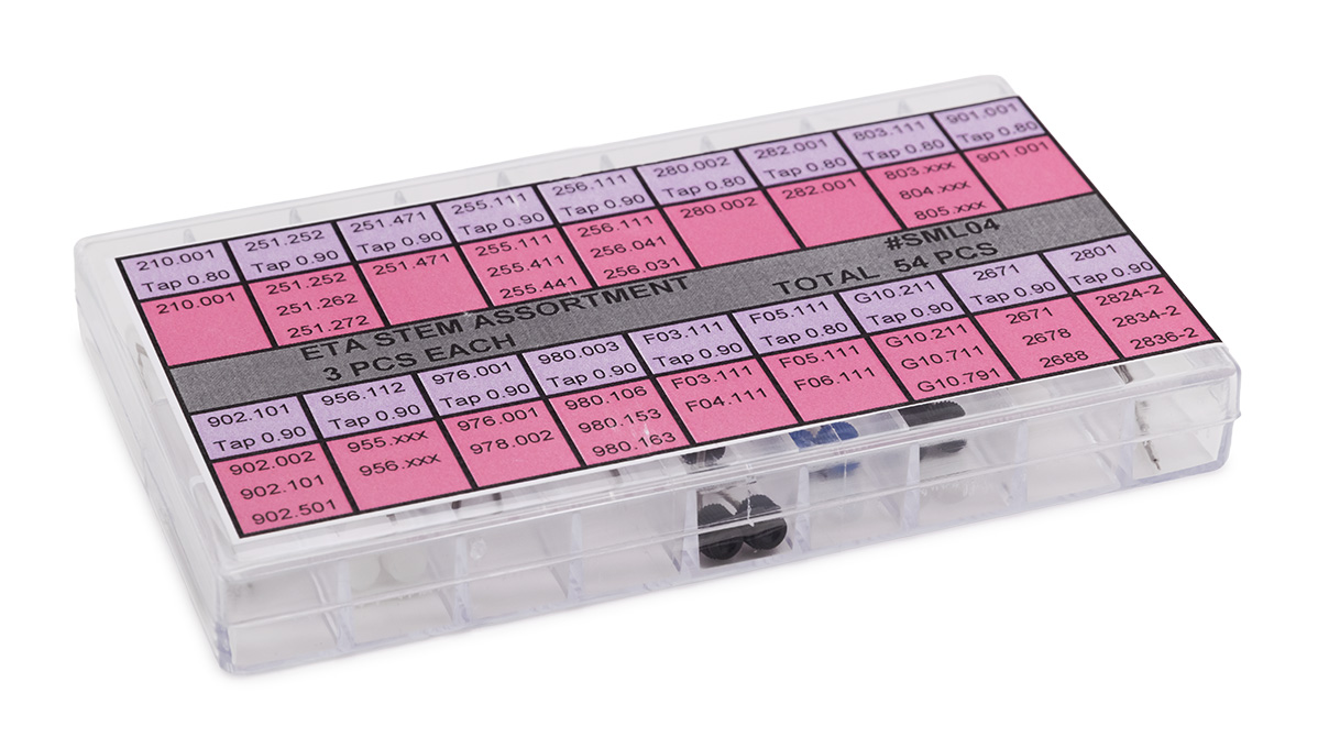 Assortiment van wikkelassen ETA, 3 stuks per type, 54 stuks