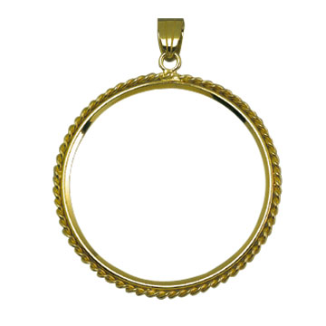 Coin pendant setting with hogs 585/-  gold 29 mm