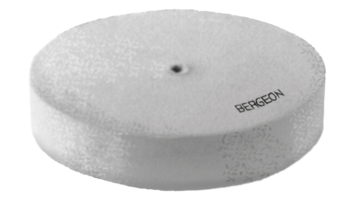 Bergeon 2268 felt disc, wool felt, white, Ø 150 x 25 mm, hole Ø 10 mm