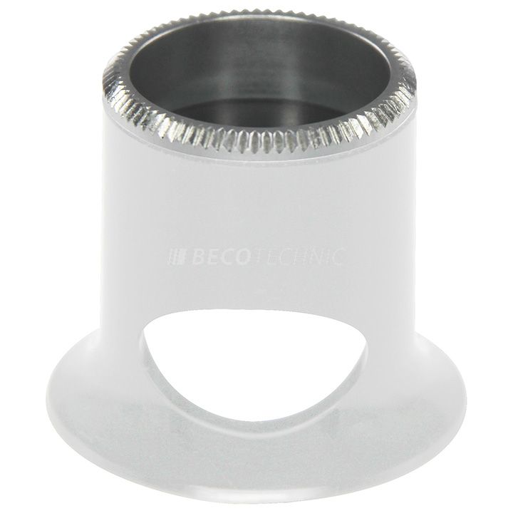 Bergeon loupe, white, biconvex, ventilation port, 6.7 x, strength 1.5