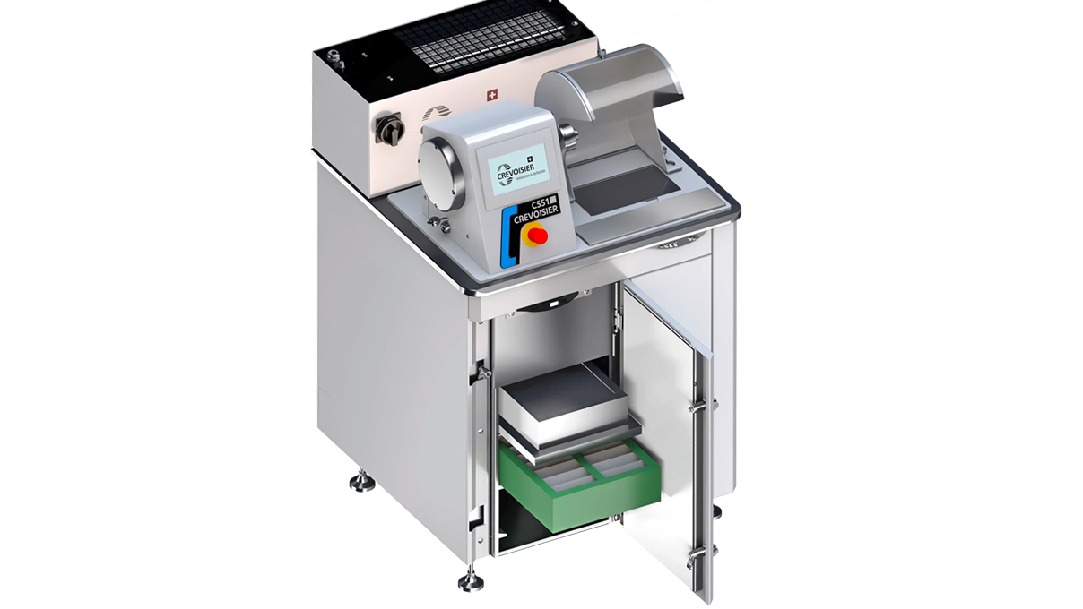 Crevoisier C551 (M12) op SLINE2 Compact, zonder rand, incl. afzuiging, tafelblad leikleurig, voeding onder (400 V)