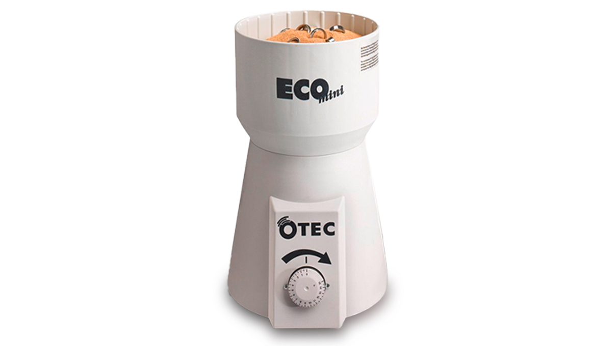 Eco-Mini Dry Tellerfliehkraft-Poliergerät, inkl. Walnussgranulat (grob und fein), Polierpaste und Siebschaufel