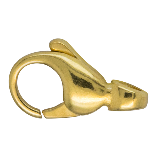 Mosquetón, fundido, abombado, anilla transversal, 750/- oro amarillo, 13 mm