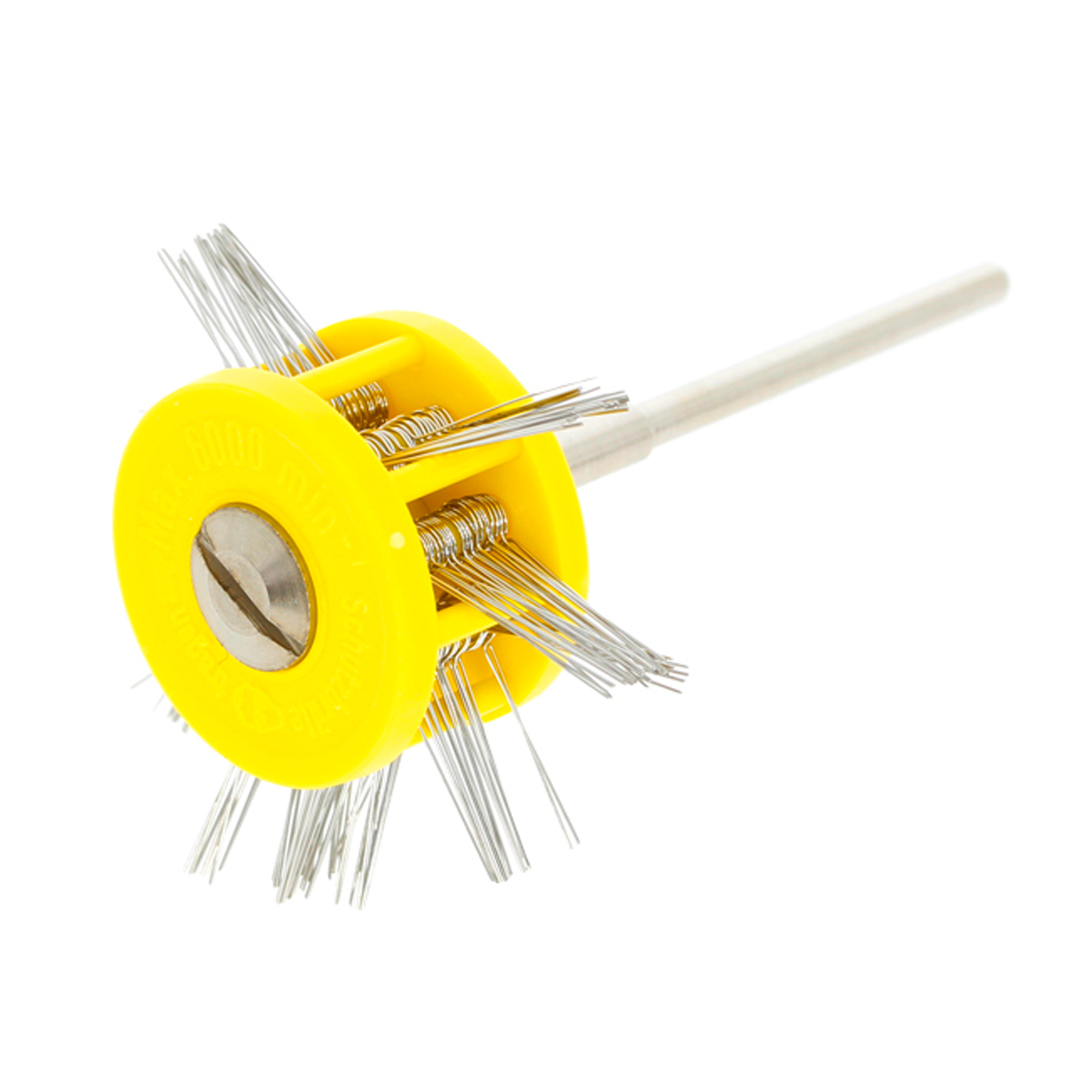 Texturing brush, yellow, Ø 40 mm, wire Ø 0,2 mm, HP-shank