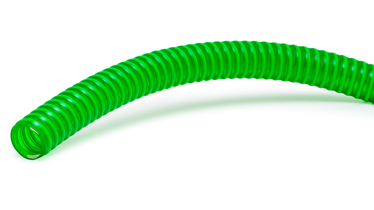 Hose with support coil, PVC, Ø 19 / 26.8 mm, green
