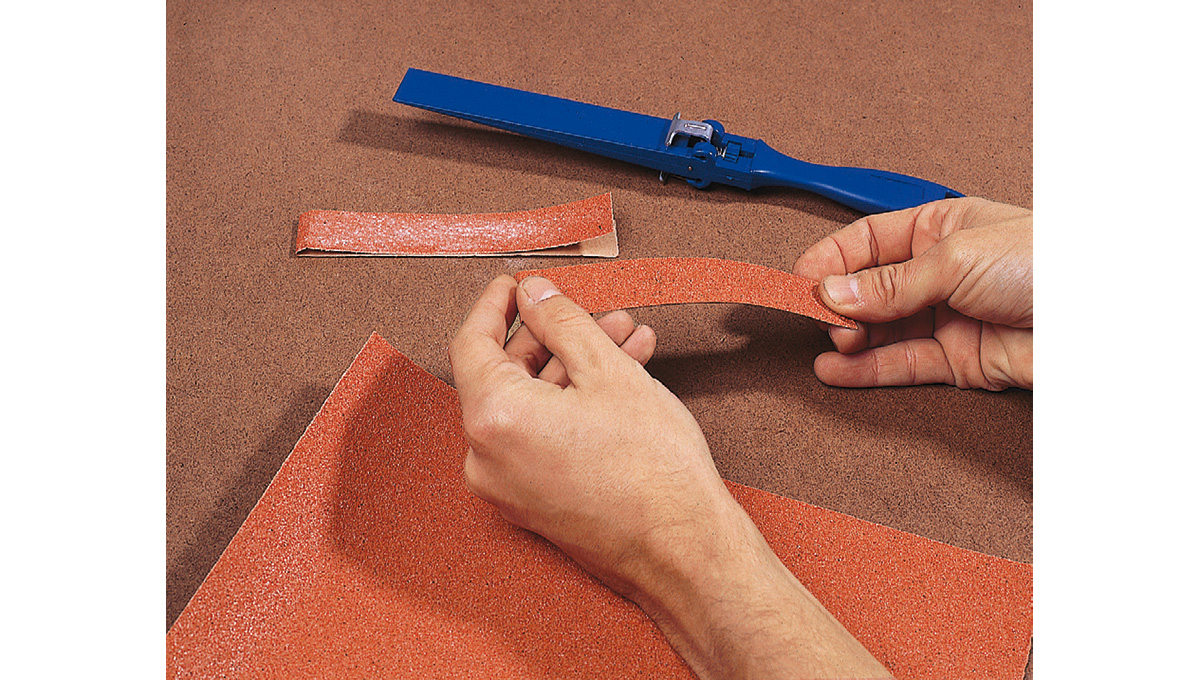 Sanding belt holder, plastic, blue, 270 mm