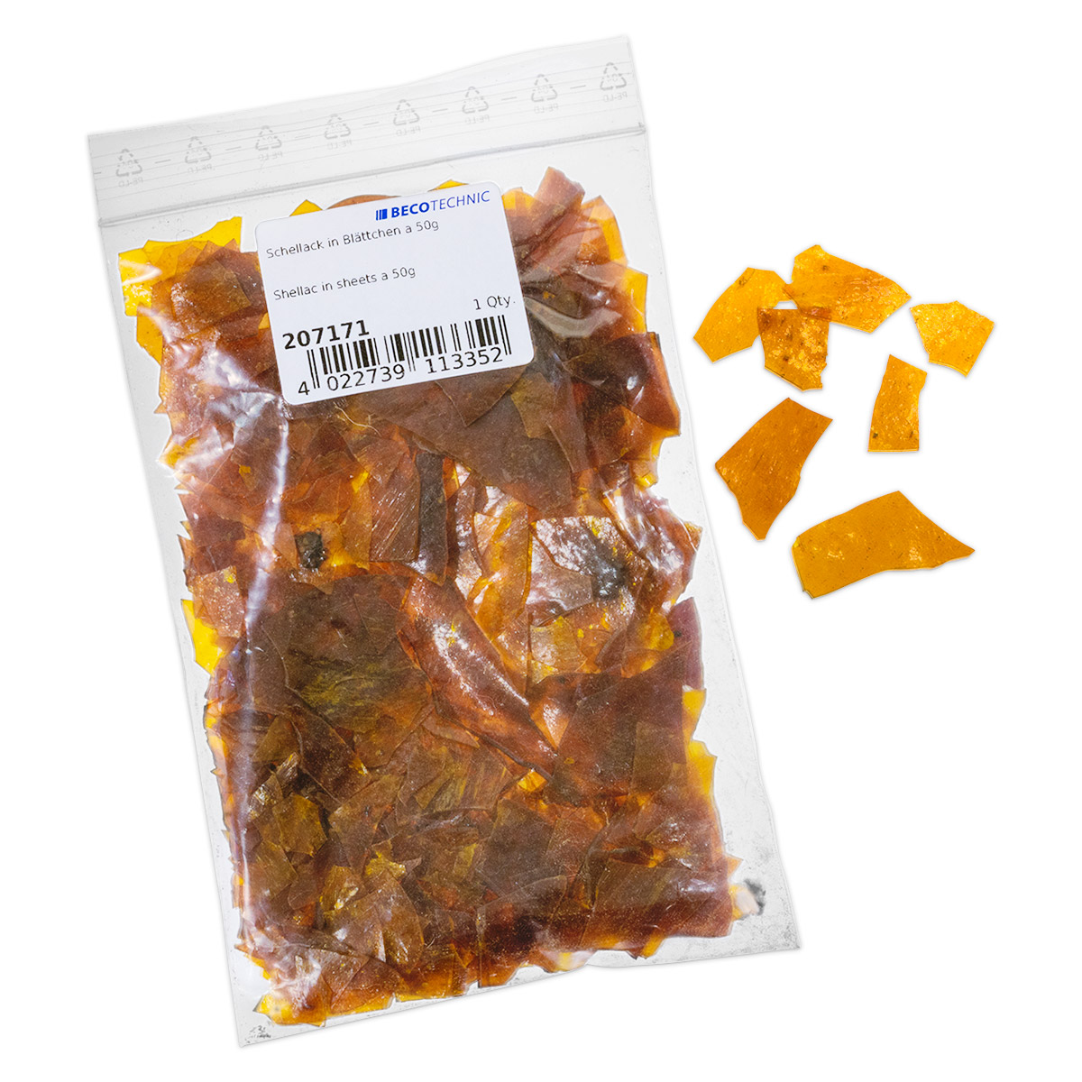 Schellak in vellen á 15 g