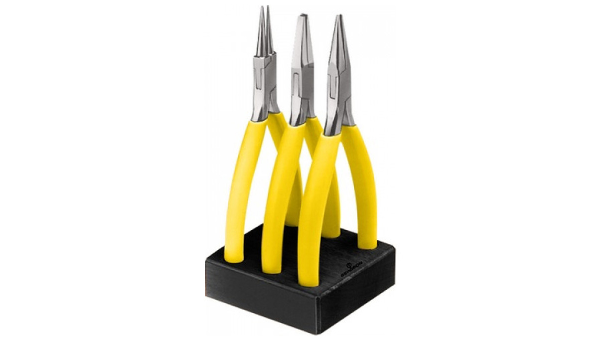 Bergeon 2513 tangenassortiment, van vernikkeld staal, 115 mm, 3 stuks