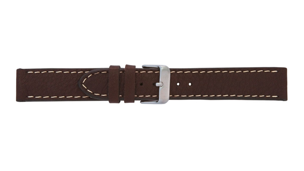 Uhrenband, Rodeo Soft, Kalbsleder, 18 mm, Braun, Schließe Edelstahl