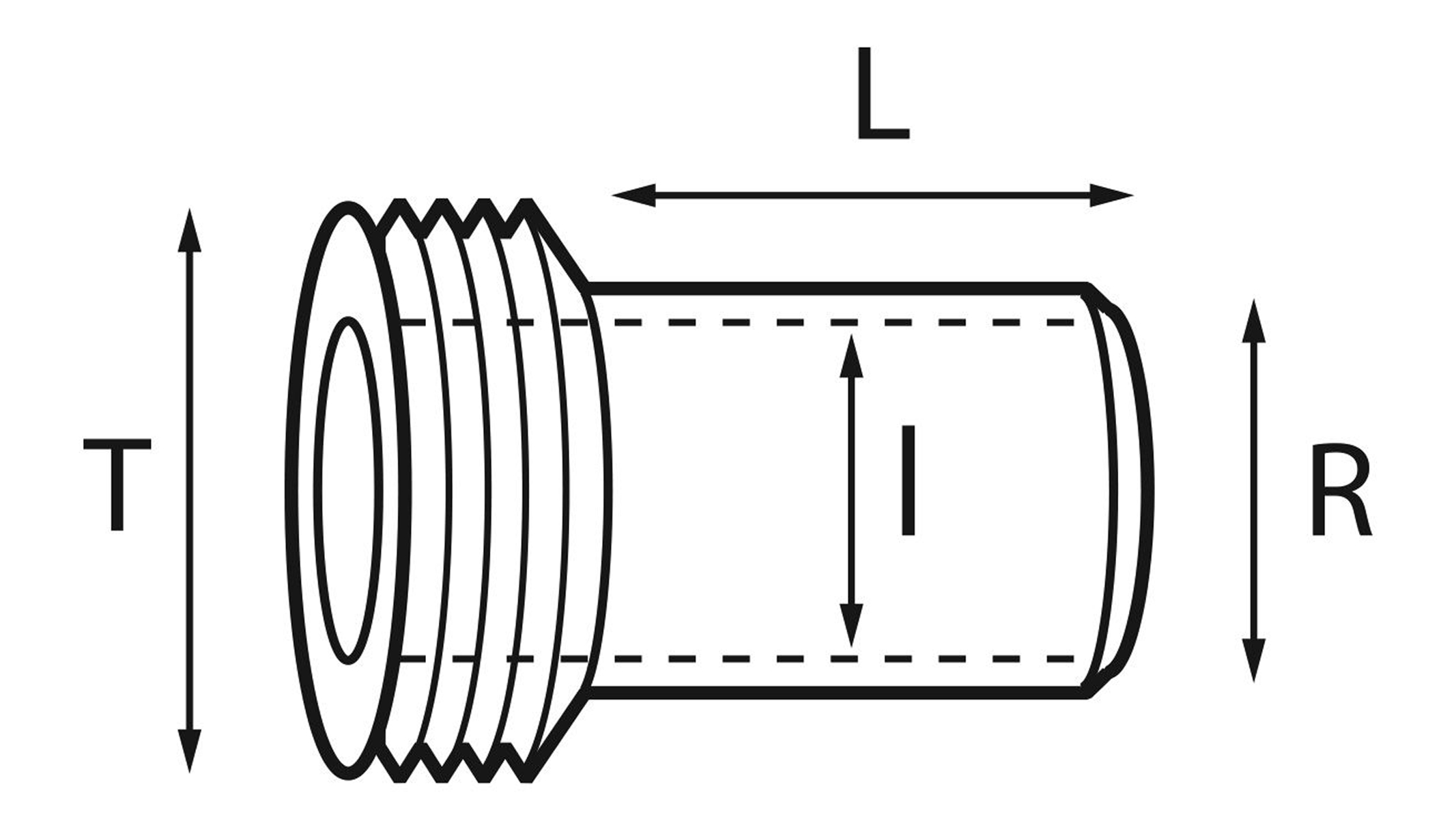 Tube for screw-on crown, waterproof, short gasket, Ø 4,50, Ø d3 3,00, Ø d4 2,30, x 2,70,