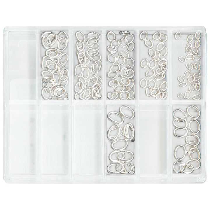 Assortiment met 144 bindringen, Ø 3 - 6 mm, ovaal, 925/- zilver