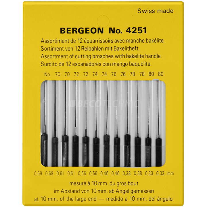 Bergeon 4251 ruimers, vijfhoekig, met PVC handgreep, assortiment