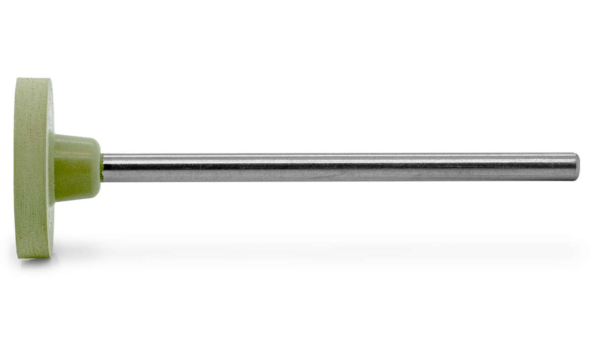 Pulidora Eveflex, verde claro, rueda, Ø 14,5 x 2 mm, blando, grano extra fino, mango HP