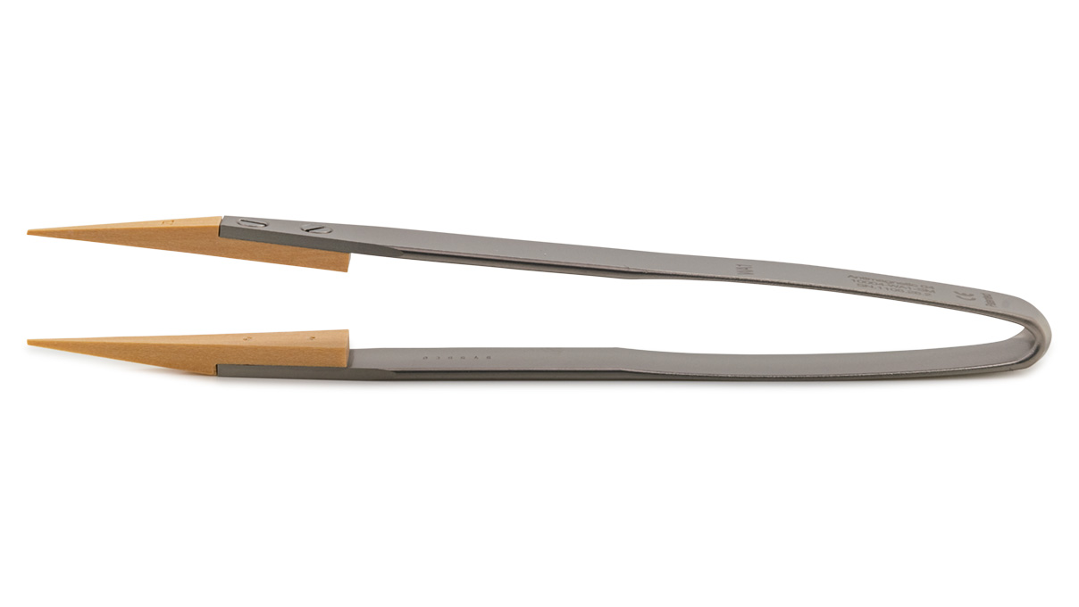 Dumont Dumoxel Pinzette mit auswechselbaren Holzspitzen, Griff aus antimagnetischem Stahl