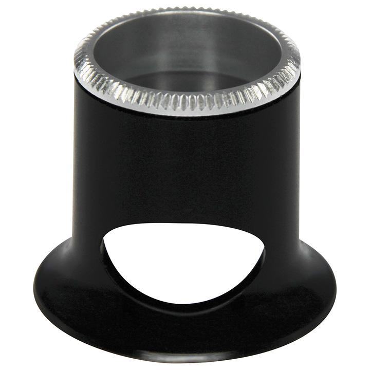 Bergeon loupe, black, biconvex, ventilation port, 2.8 x, strength 3.5