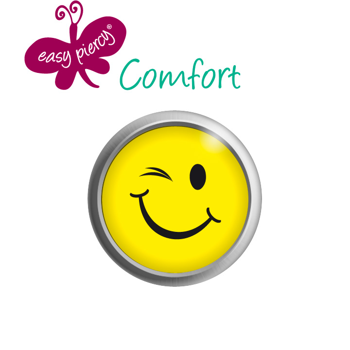 1 paar Easy Piercy Comfort oorknopjes Ø 5,5 mm, wit, smiley