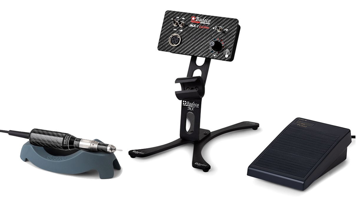 Badeco micro motor system MX-1 Nano Light, set with control box, hand piece, pedal, tool holder