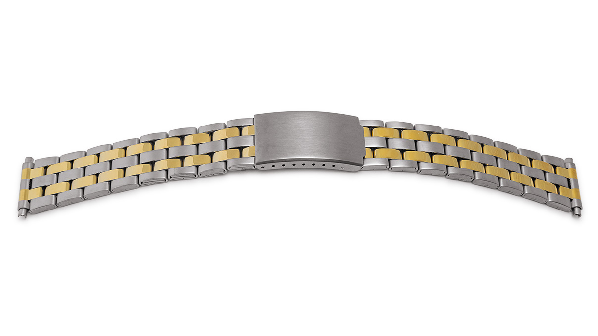 Uhrband Sport, Edelstahl, bicolor, Breite 19 - 22 mm, Anstoß 22 mm, Länge 170 mm