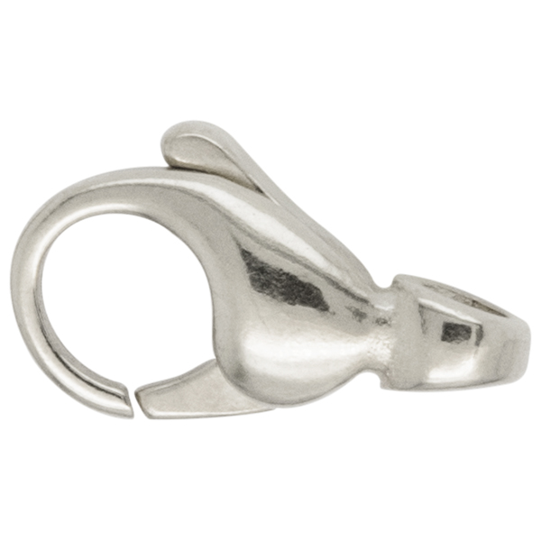 Lobster clasp, cast, domed, eyelet crosswise, 925/- silver, 13 mm