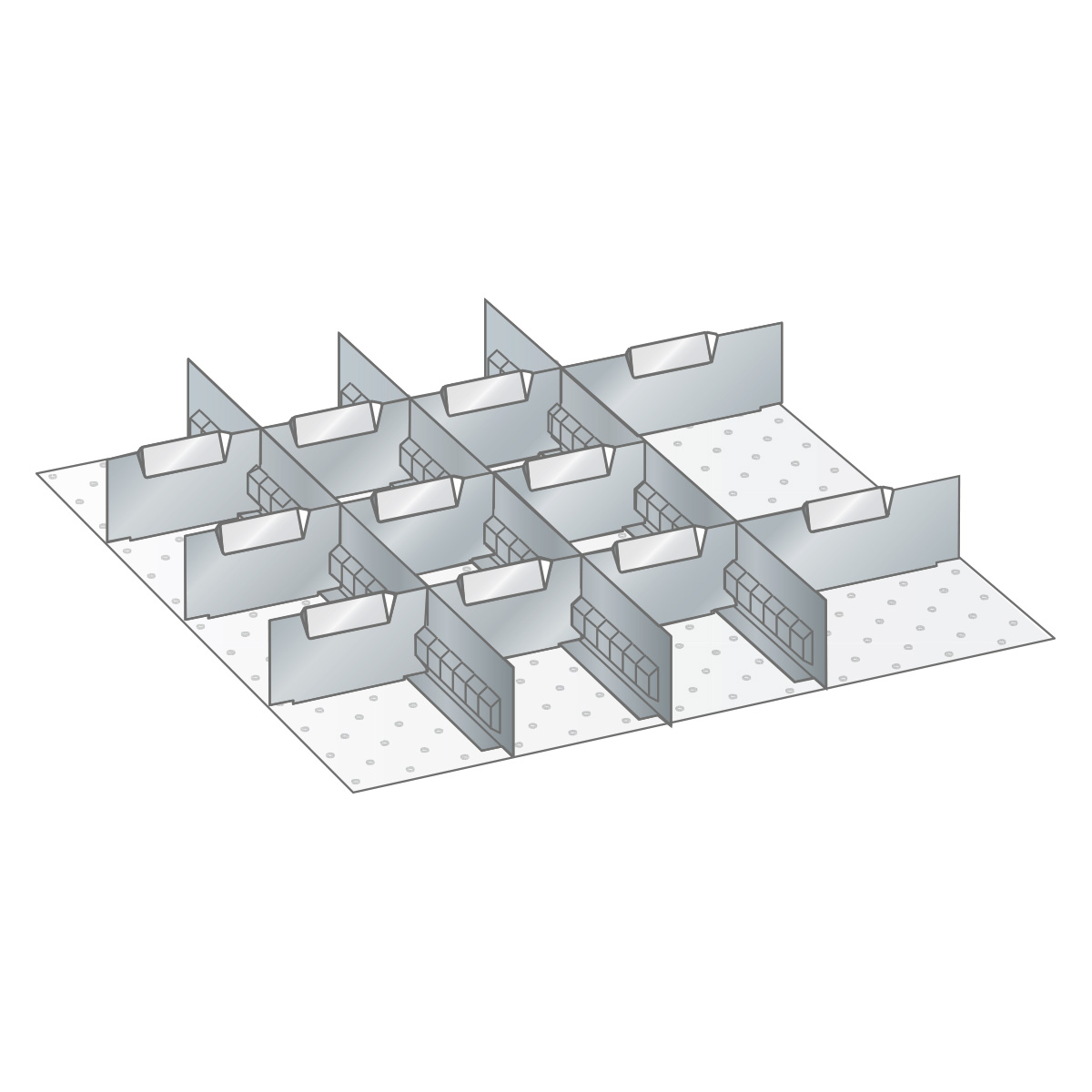 Lista Partition material for 27 x 27 E, 3 slotted partitions and 11 metal dividers for 50 mm front height