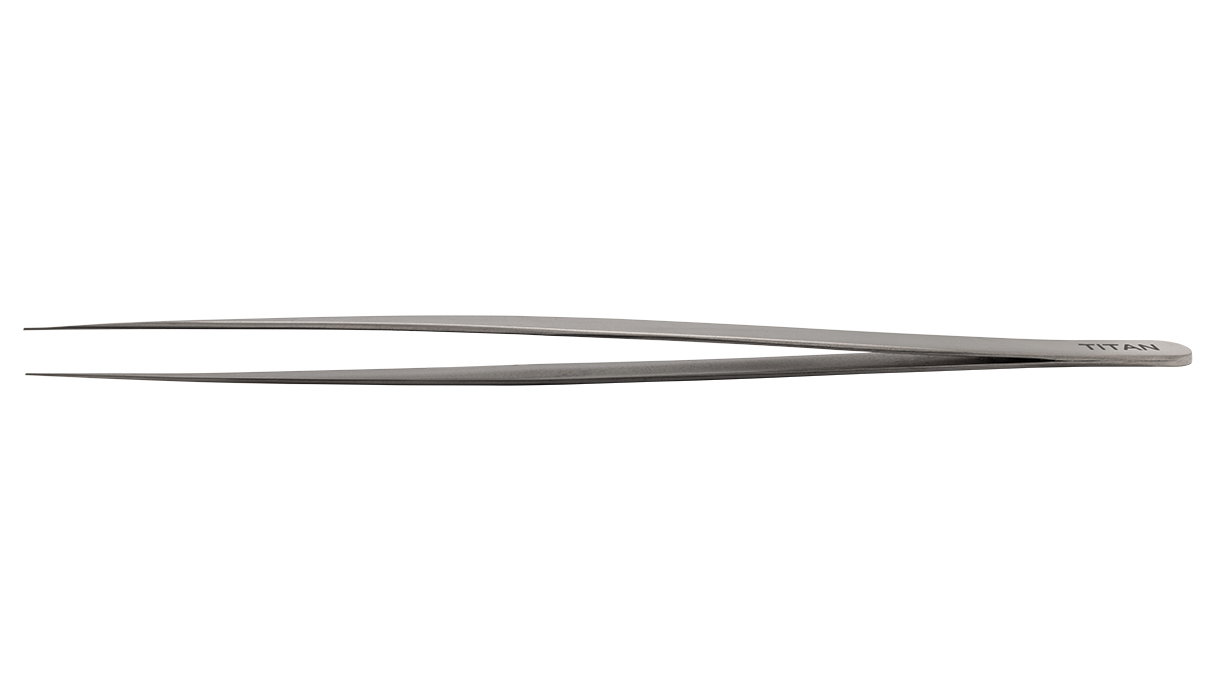 Titanium tweezers, very fine tips, length 160 mm