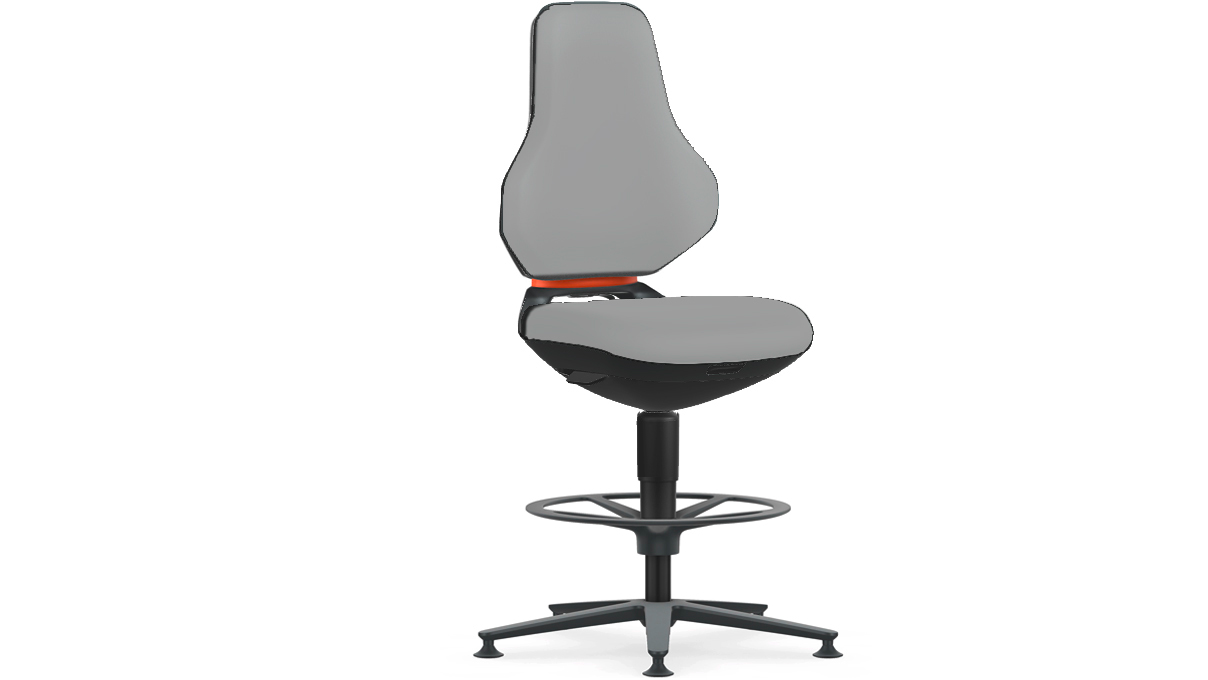 Bimos Texon hightech werkstoel, met glijders en stervoet, zithoogte 57 - 81 cm, auto-motion technologie, zonder zitkussen, Auto-
Motion technologie, frame zwart, Flex-Back oranje