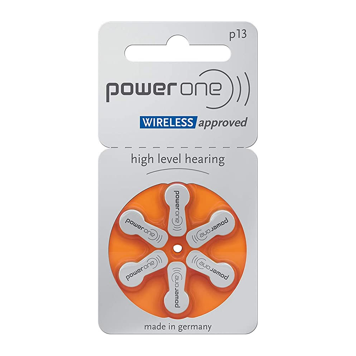 Power One 6 Hearing aid batteries Zinc Air No. 13, blister, Mercury Free