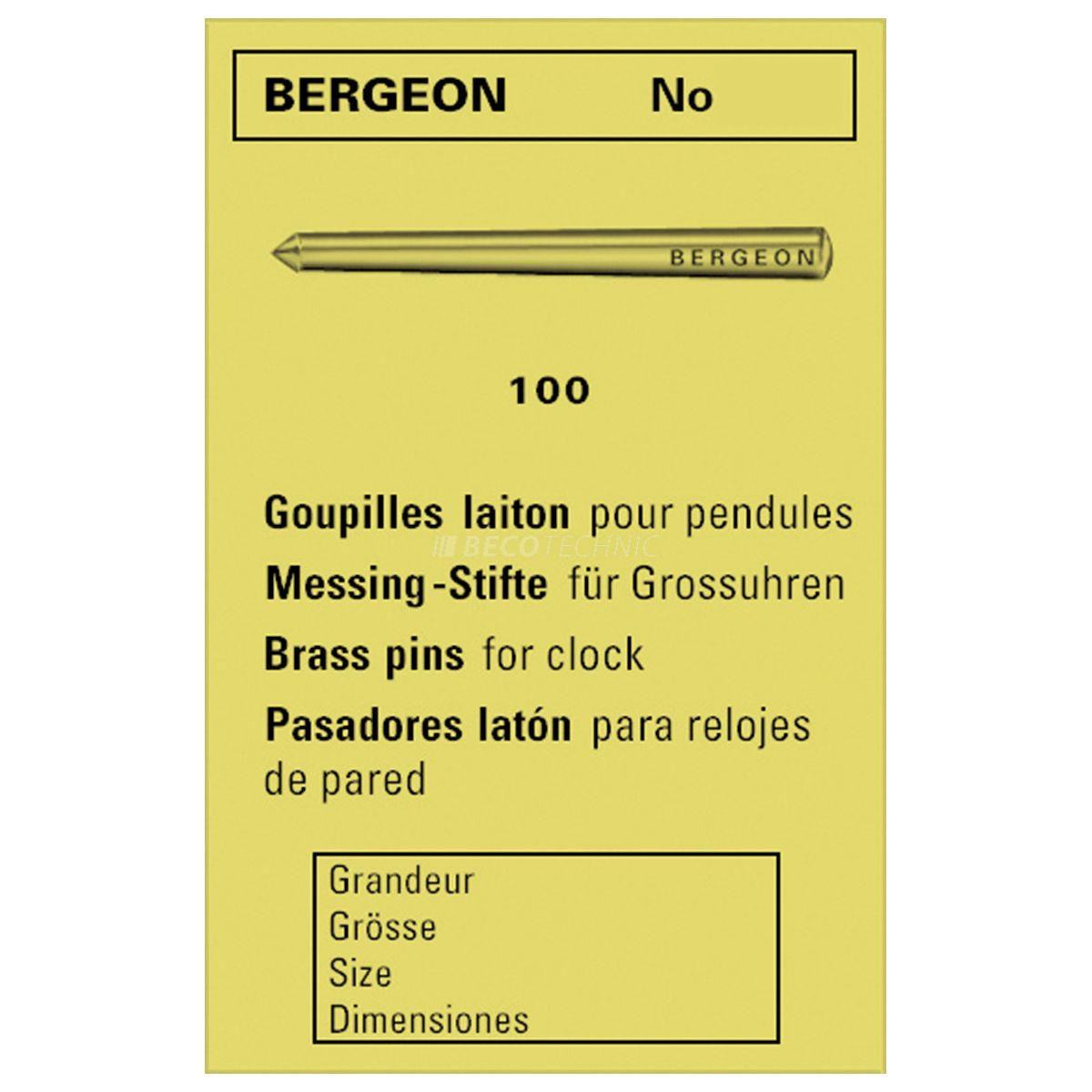 Bergeon 2663 DI 0.90 messing pennen voor grote klokken