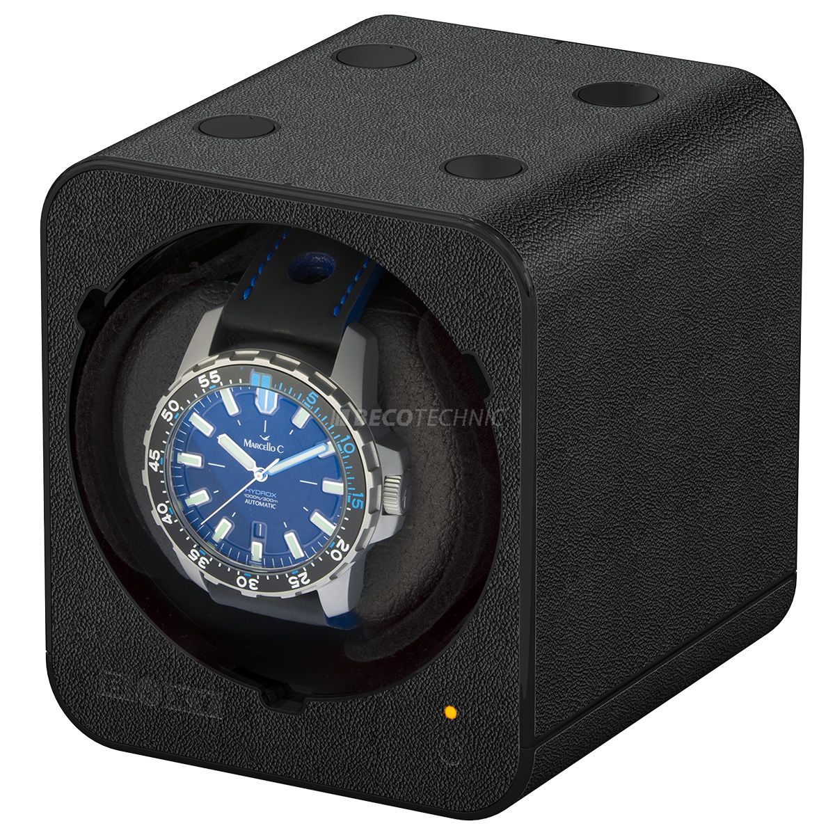 Boxy Fancy Brick watch winder, leather look black, without adapter