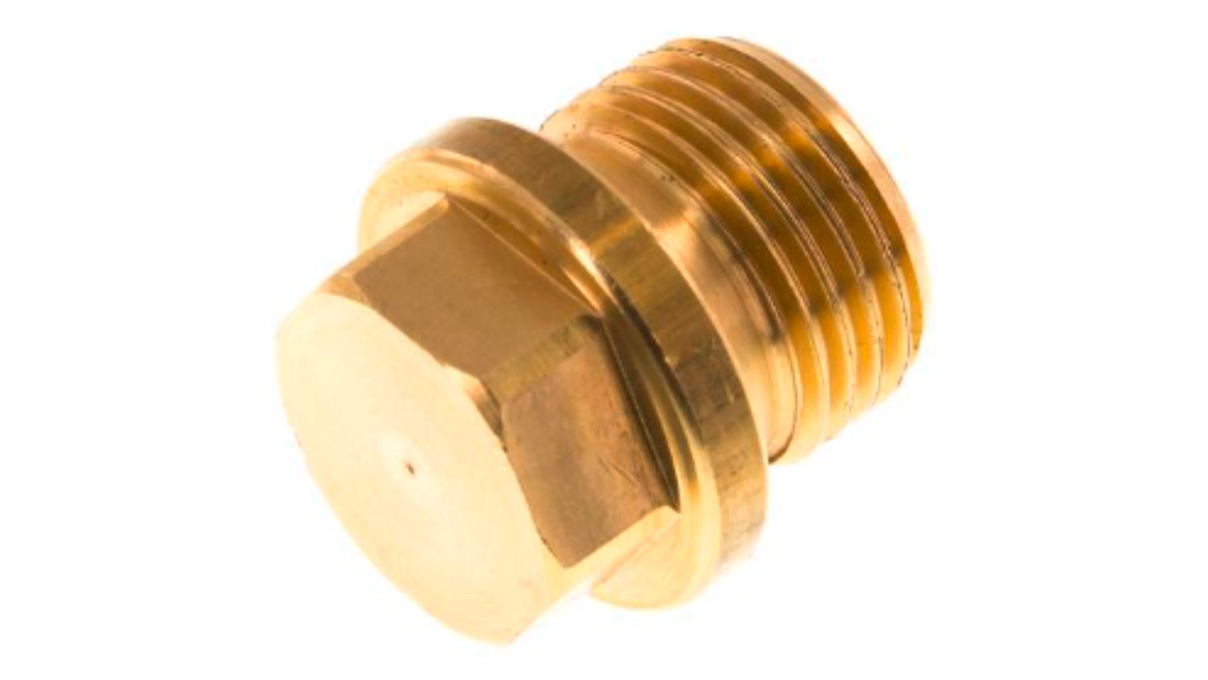 Bouchon de fermeture, laiton, G 1/2", six pans extérieurs avec ouverture de clé de 19 mm