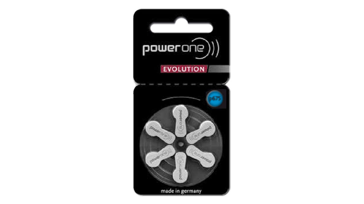 Power One Evolution 6 Hearing aid batteries Zinc Air No. 675, blister, Mercury Free