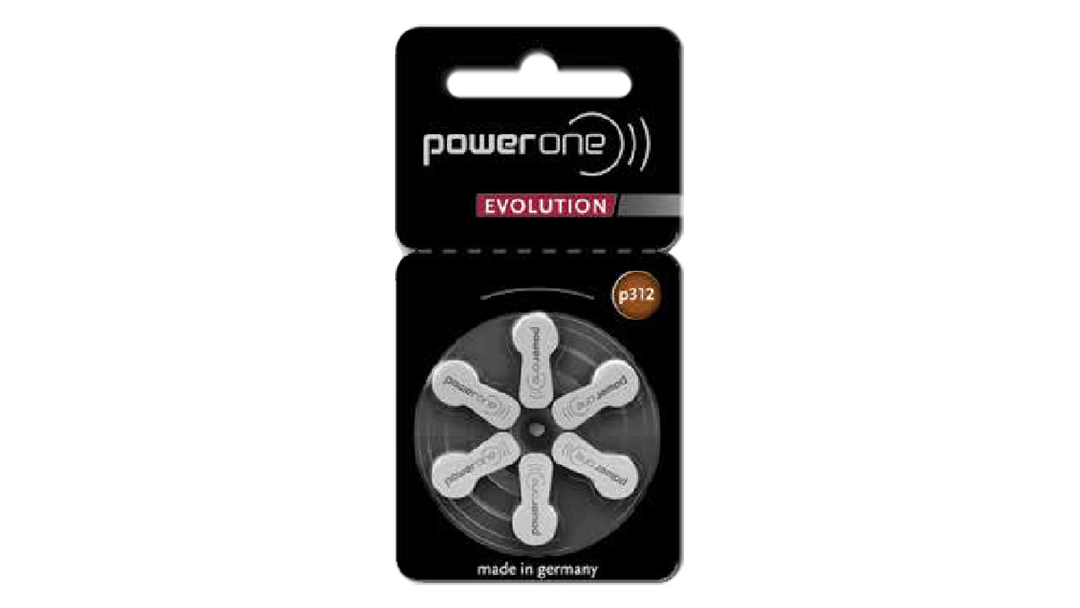Power One Evolution 6 Hearing aid batteries Zinc Air No. 312, blister, Mercury Free