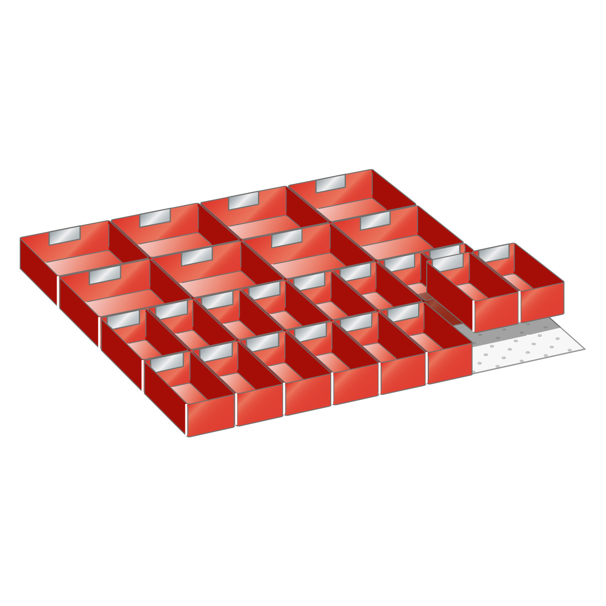 Lista Einteilungsmaterial für 36 x 36 E, 24 Einsatzkästen für 50 mm Fronthöhe