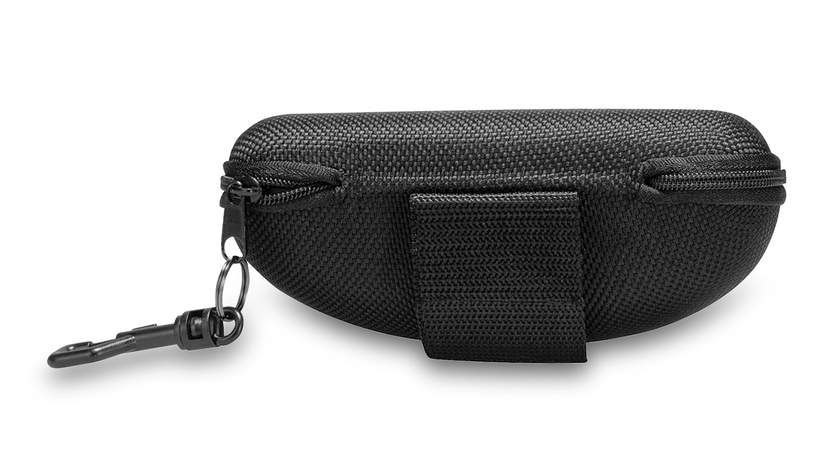 Hartschalenetui  für gekrümmte Bügelbrillen, mit Gürtelschlaufe und Karabinerhaken