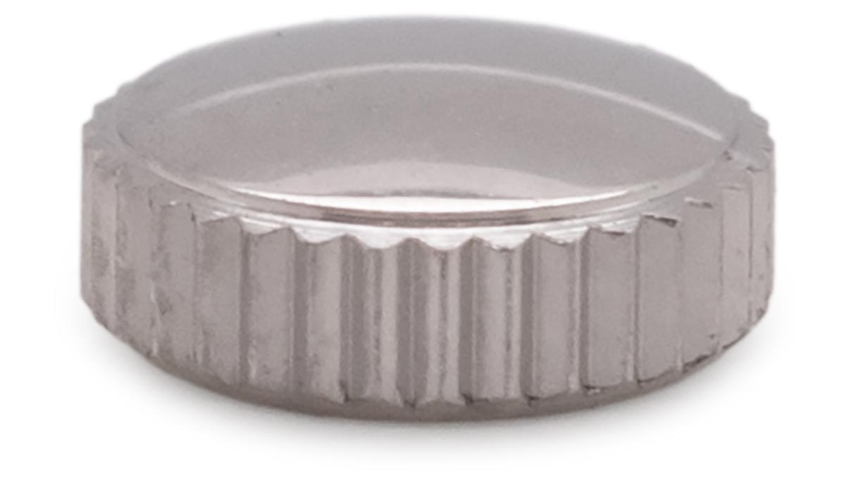 Waterproof crown, Japanese shape, Stainless steel, White, Head Ø 3,5 mm, Thread Ø 0,7 mm