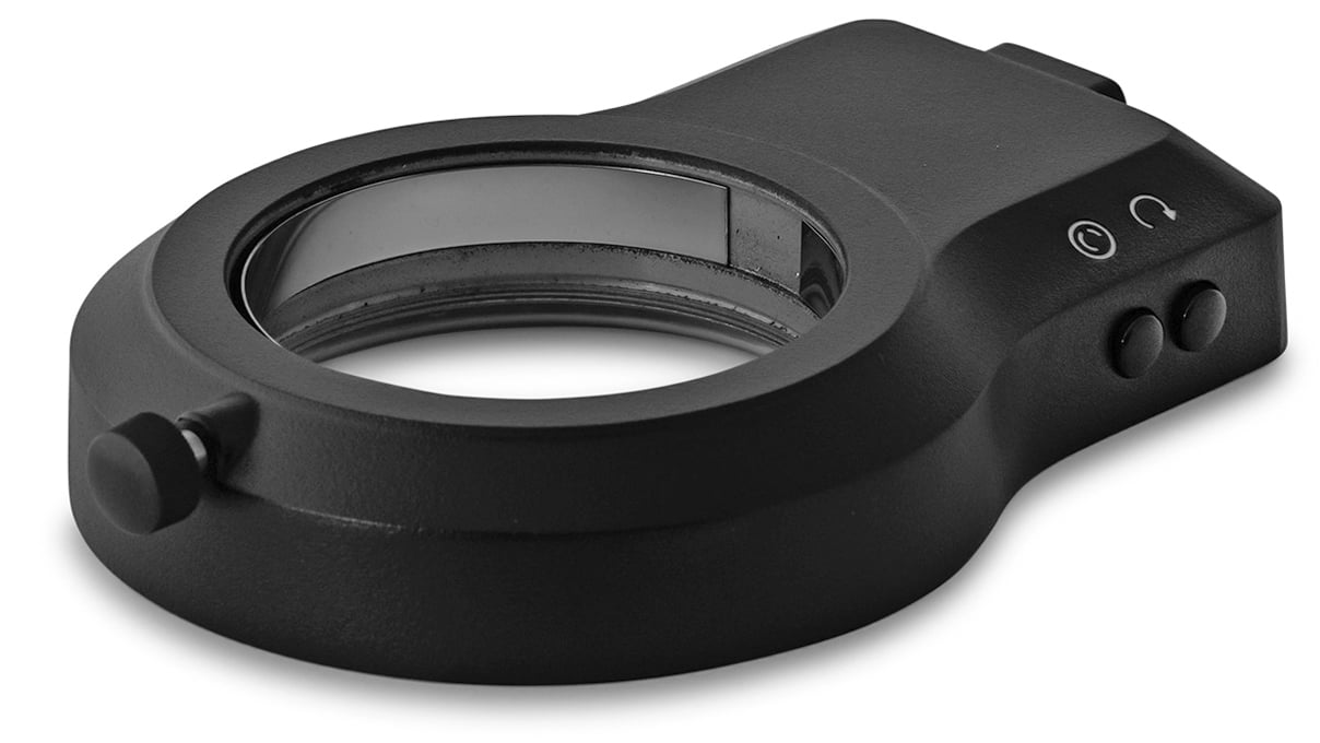 Ringlicht K LED segmenteerbaar, 48 LED's in 2 rijen, 4 modi: volledige, halve, kwart cirkel of 2 tegenover elkaar
liggende kwart cirkels, Ø 66 mm