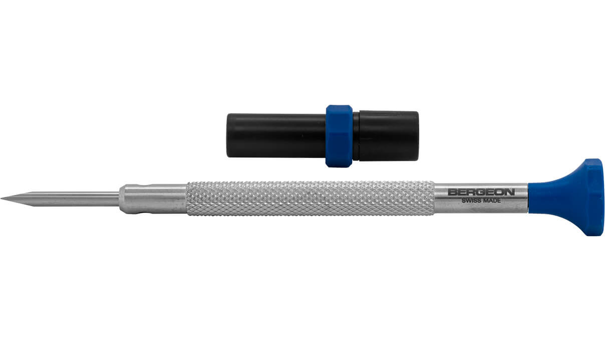 Bergeon 30081-AT-250 Schraubendreher, Klinge 2,5 mm, blau, 2 Ersatzklingen