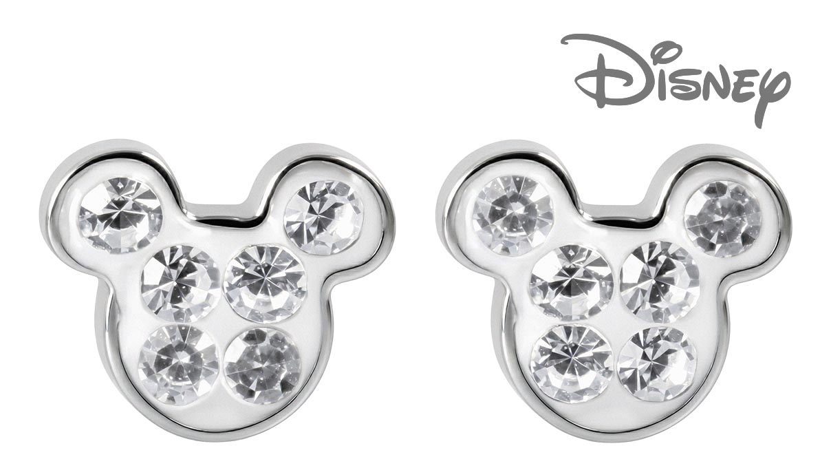 QPP Ohrstecker JCM1, Mickey, Emaille weiß, Disney-lizenziert, weiß, 1 Paar