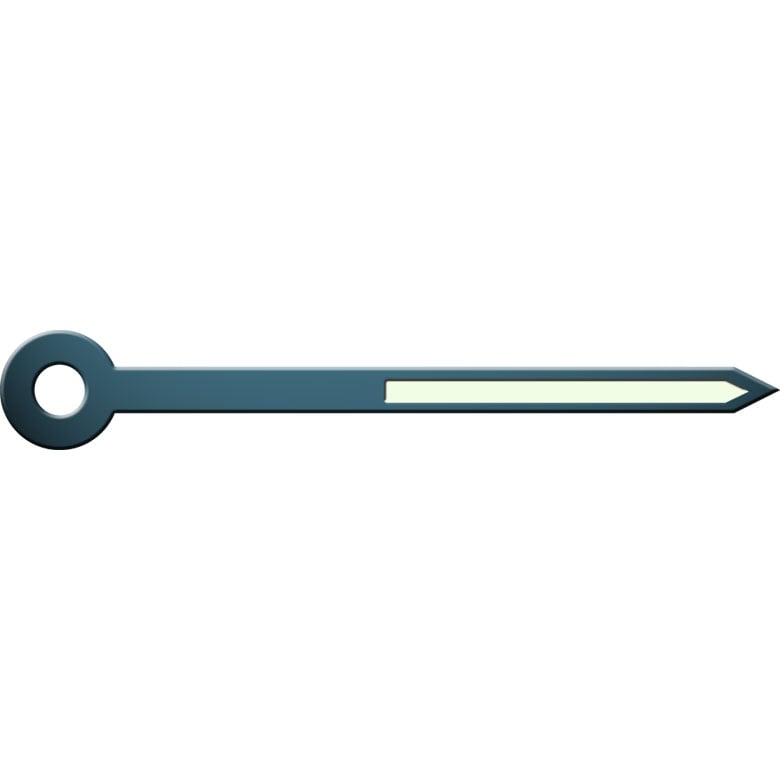 Minute hand, radium, blue-black, hole Ø 0,55 mm, length 8,5 mm