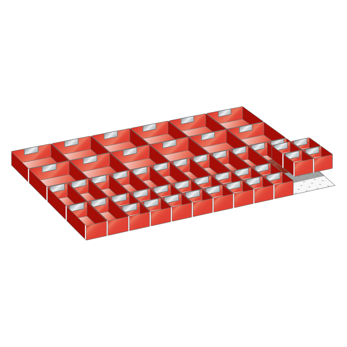 Lista plastic boxes, set for 54 x 36 E with front height 50 mm, 46 pieces