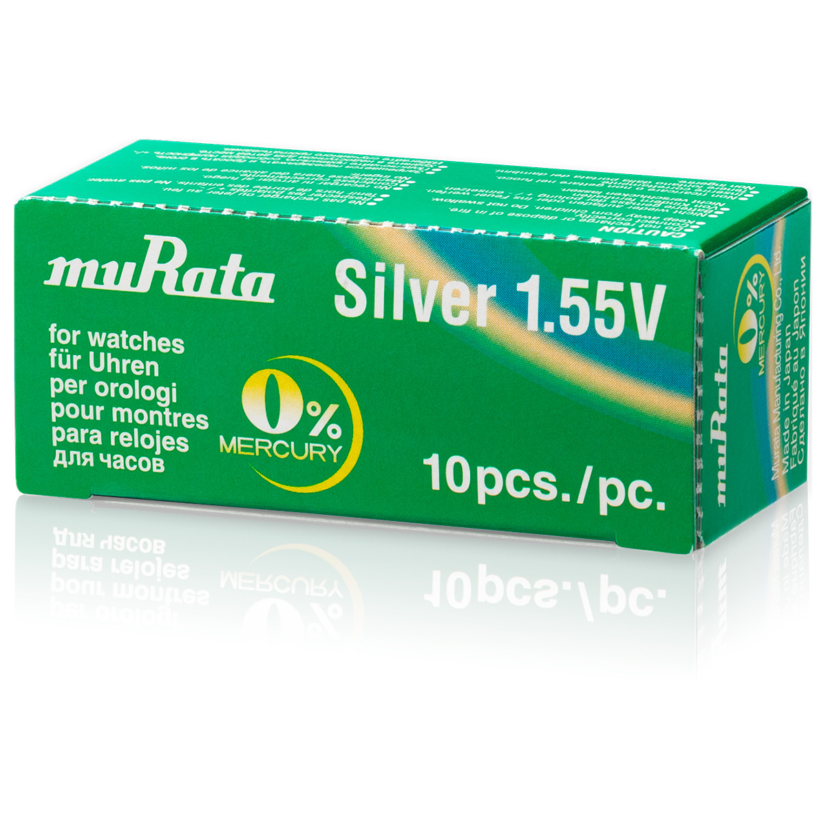 Murata 319 silver oxide coin cell, SR527SW, 0% mercury-free, Low drain