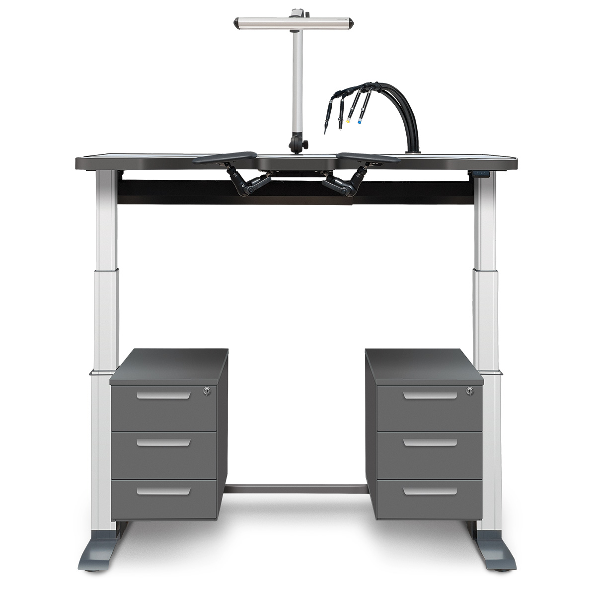 Ergolift Signature Plus, HPL white, benchtop 145 x 65 x 3,8 cm, electrically height adjustable