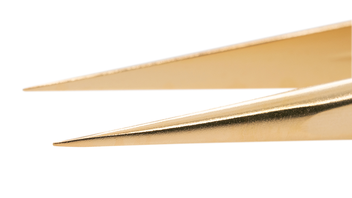 Bergeon 7029-1AM-GF pincet vorm 1AM, messing met goud coating