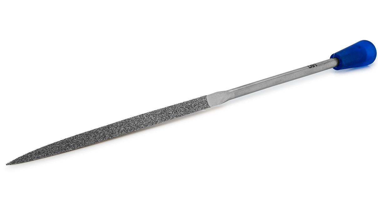 Diamond-needle-file, three-square, grain D 91, coating 70 mm, length 140 mm