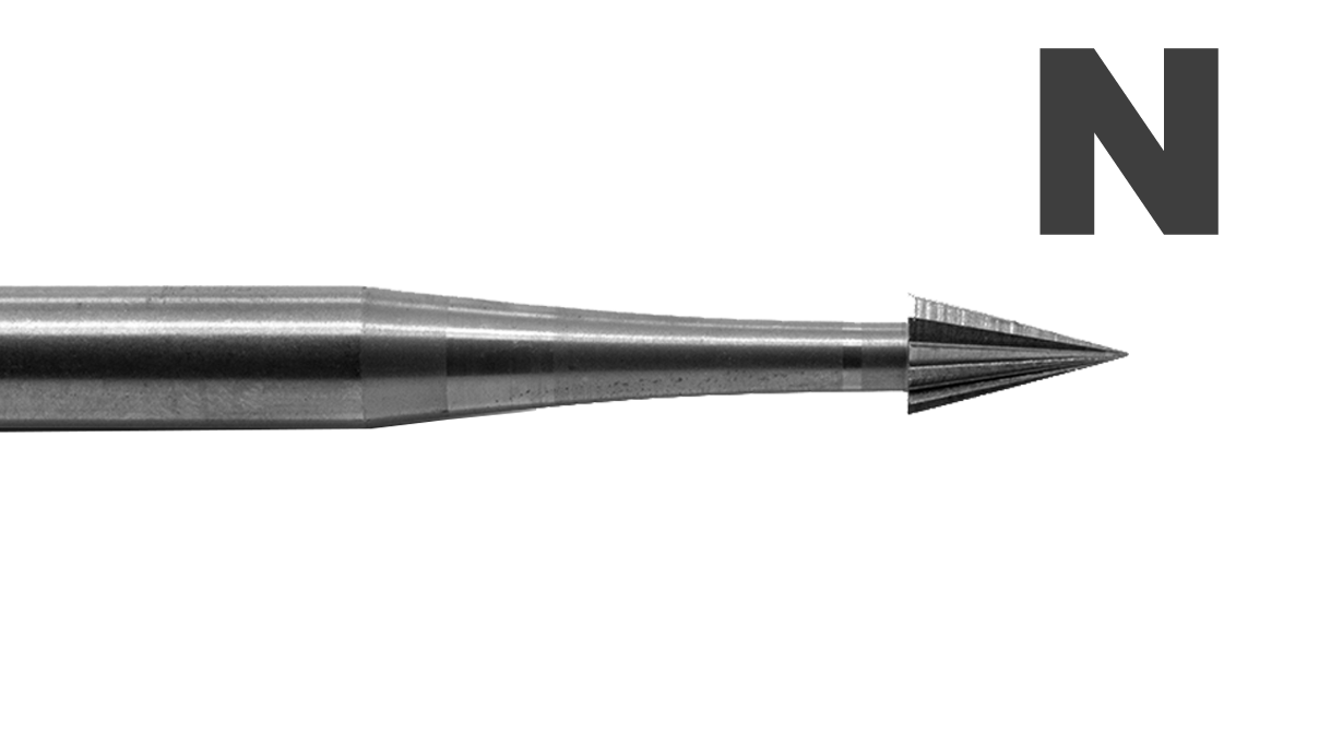 WS SQ Fräser Typ N, Kegel 30°, Kopf Ø 1,5 mm, Schaft 2,35 mm, 6 Stück