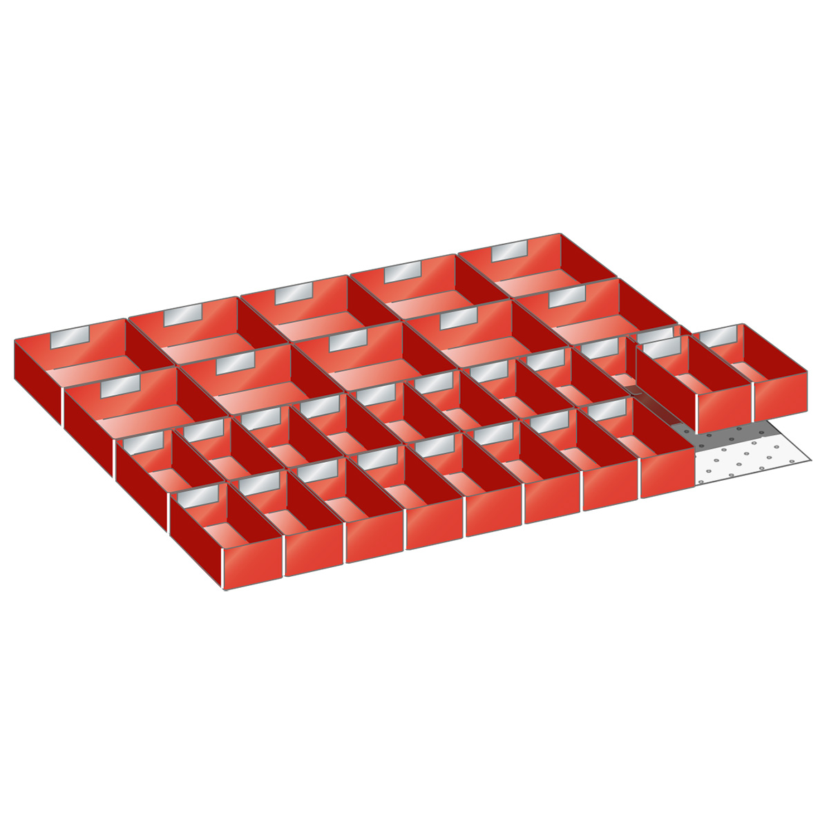 Lista plastic boxes, set for 45 x 36 E with front height 100/125 mm, 30 pieces