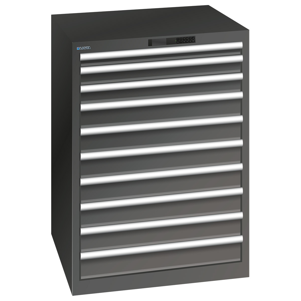 Lista drawer cabinet 36 x 36 E, 10 drawers, black, Code Lock, height 1000 mm